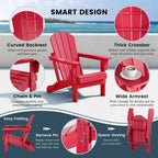 Chaise Adirondack pliante de patio d'extérieur tout temps résistante à la décoloration Polytrends Laguna