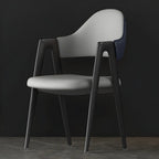 Chaise de salle à manger en cuir moderne avec dossier incurvé et ouvert