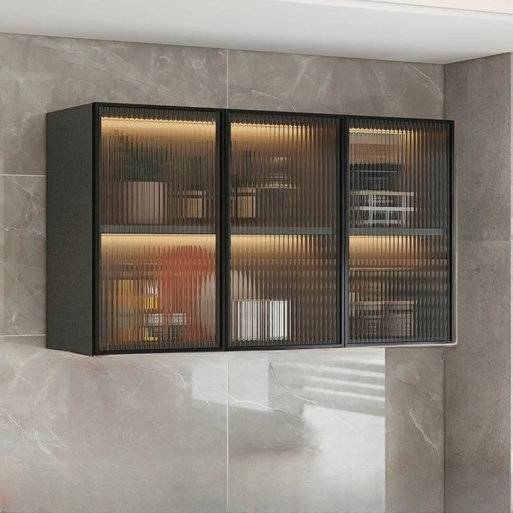 Buffet de cuisine mural gris en bois avec rangement