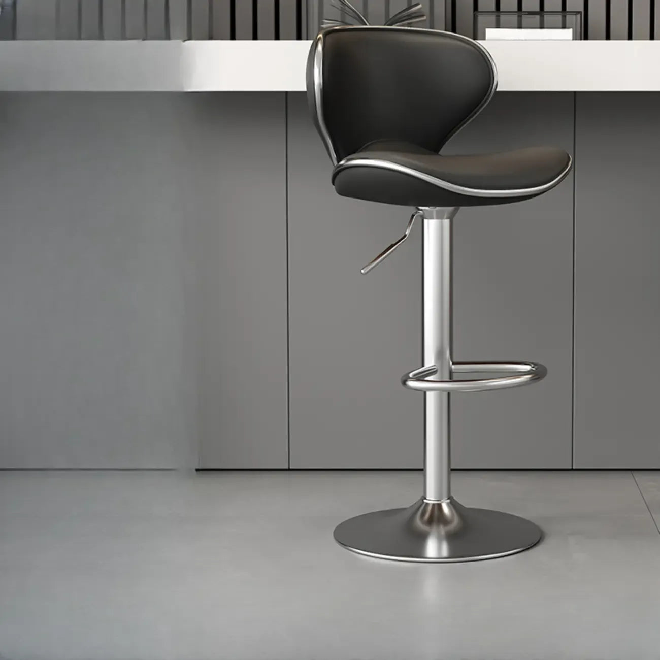 Tabouret de bar pivotant réglable en cuir rembourré