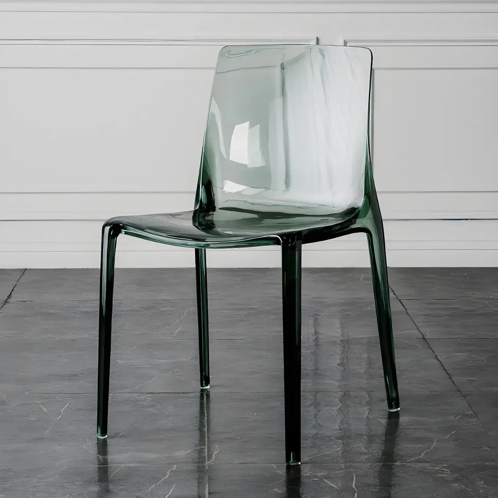 Chaise de salle à manger en acrylique ambré sans accoudoirs et à dossier bas