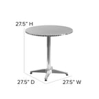 Table d'intérieur/extérieur à plateau lisse en aluminium rond de 27,5 po avec base