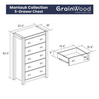 Commode 5 tiroirs en bois massif Montauk de Grain Wood Furniture