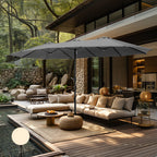 MAISON ARTS Parasol double de 4,5 m pour terrasse, grande taille, avec pied inclus