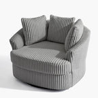 Lot de 2 fauteuils pivotants ronds surdimensionnés en velours côtelé moelleux de 43 po avec oreillers