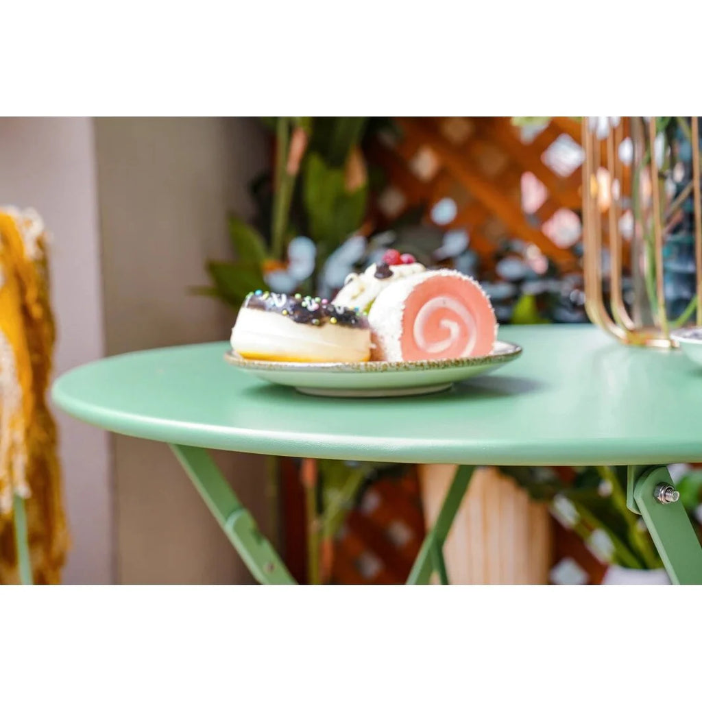 Ensemble bistro pliant 3 pièces en métal, ensemble de conversation intérieur/extérieur résistant aux intempéries pour patio, cour, jardin