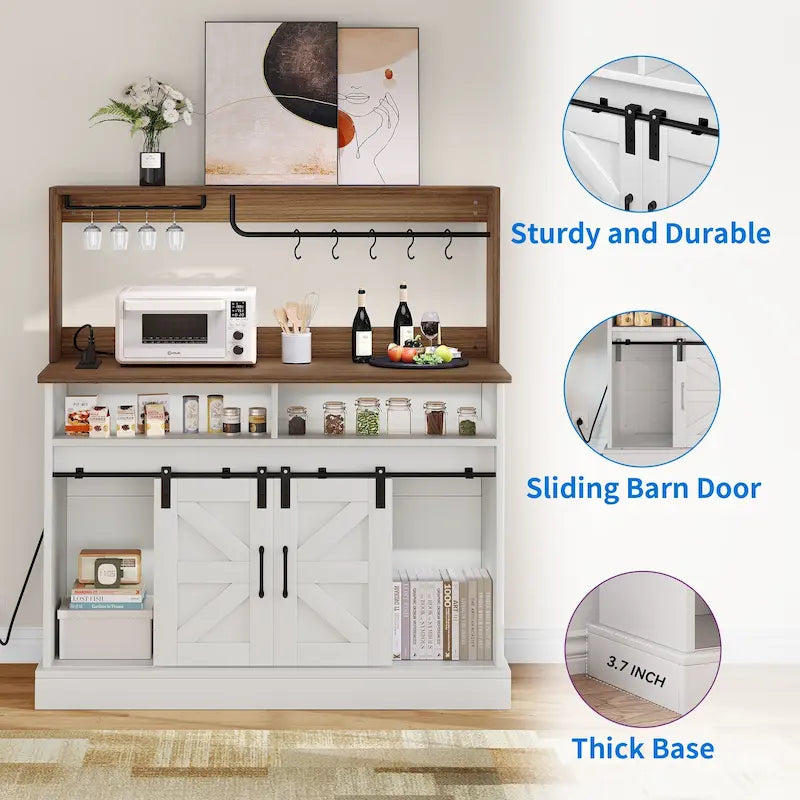 Moasis - Meuble de Bar à Café Style Ferme - 38,4 P x 119,9 L x 130,8 H cm