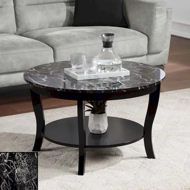 Table basse ronde avec étagère American Heritage de Convenience Concepts