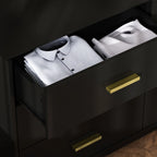 Commode double Timechee à 6 tiroirs, 120 cm de large, pieds en bois massif, finition laquée