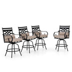 Lot de 4 tabourets de bar pivotants en métal avec coussins pour l'extérieur