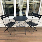 Ensemble bistro pliant 3 pièces en métal, ensemble de conversation intérieur/extérieur résistant aux intempéries pour patio, cour, jardin