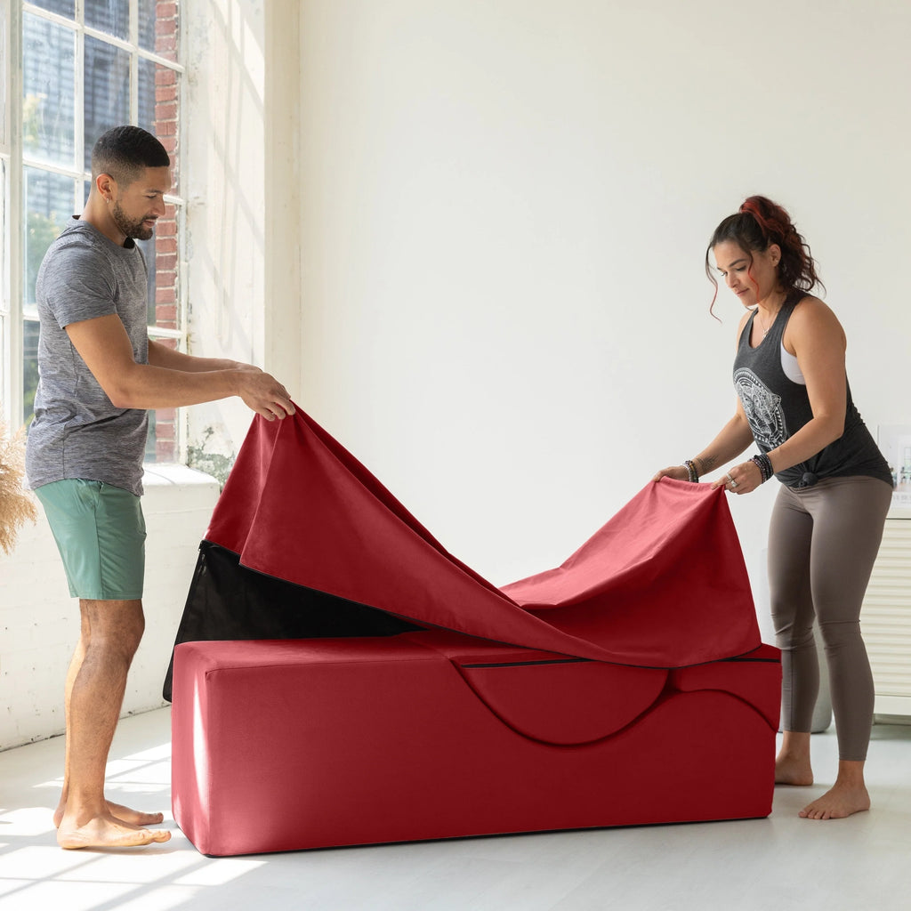 Avana Kami Chaise convertible / Yoga & Massage - Pouf 2 en 1 avec chaise longue de yoga pliable dissimulée, microvelours - N/A