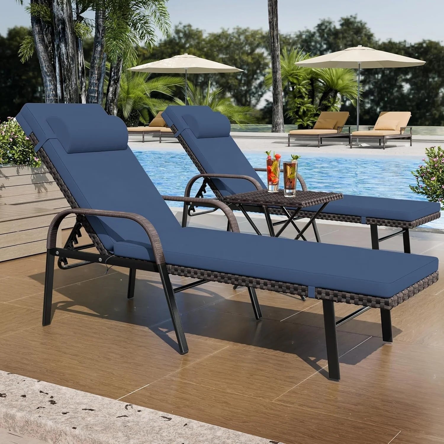 Kullavik – Ensemble de 3 chaises longues d'extérieur