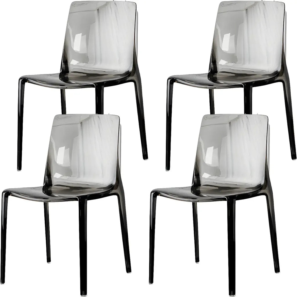 Chaise de salle à manger en acrylique ambré sans accoudoirs et à dossier bas