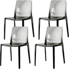 Chaise de salle à manger en acrylique ambré sans accoudoirs et à dossier bas
