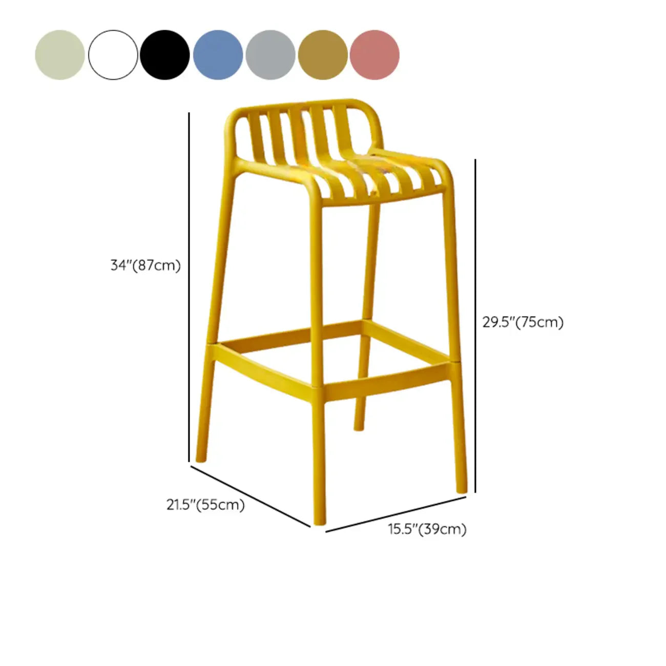 Tabouret de bar minimaliste en plastique pour l'extérieur et l'intérieur