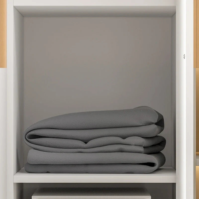 Armoire Penderie en Bois avec 6 Cubes de Rangement et Tringle Suspendue