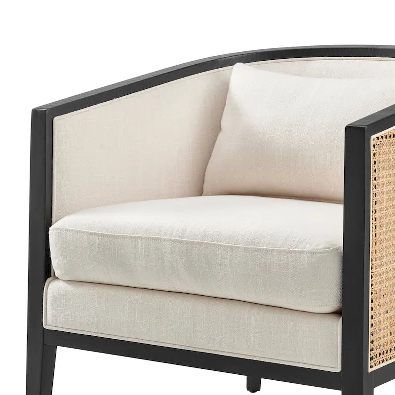 Fauteuil d'appoint en lin Tillman avec rotin