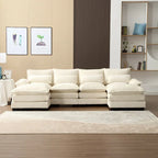 Canapé sectionnel Cloud pour salon, canapé moderne en chenille/bouclette en forme de U, canapé-lit modulaire confortable avec double méridienne