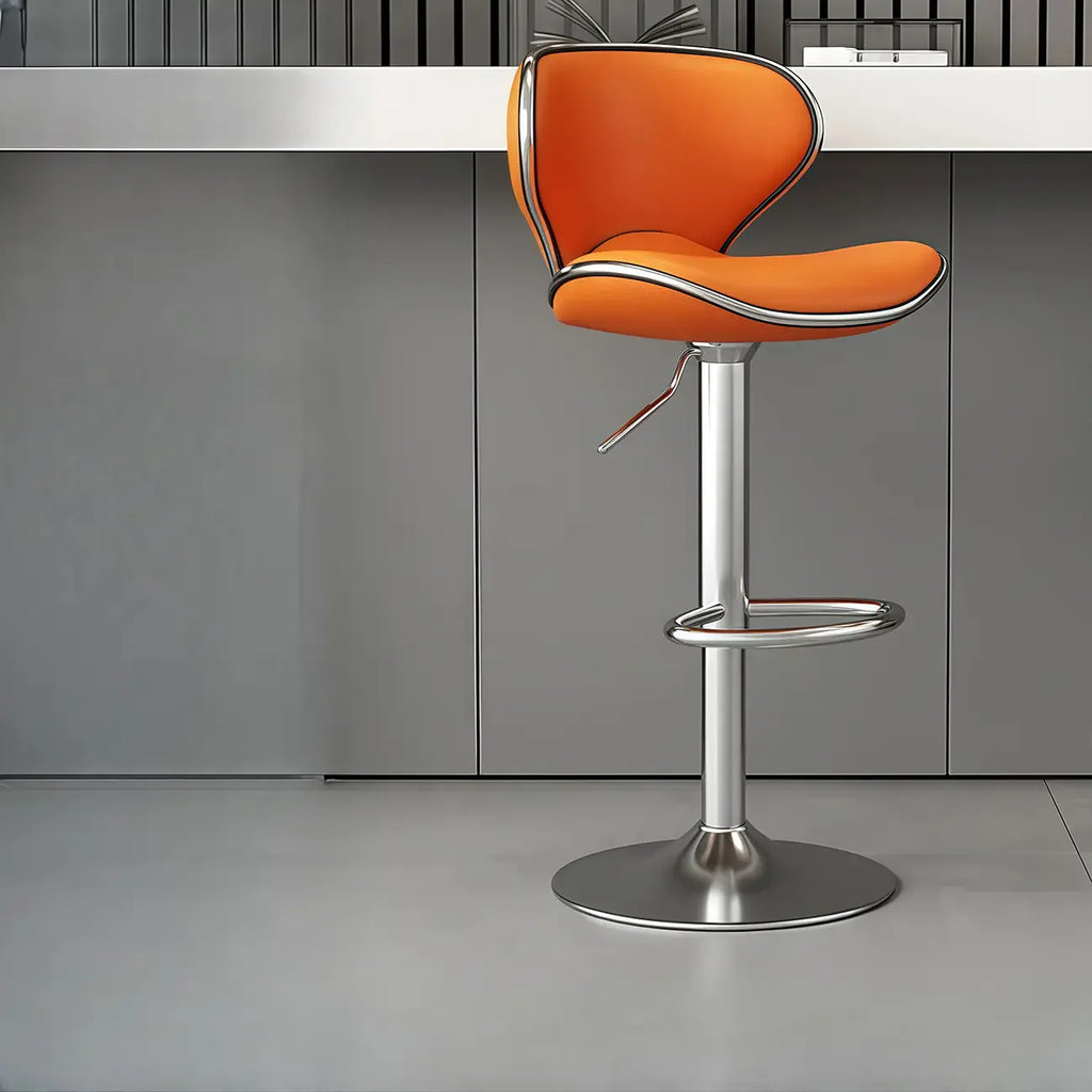 Tabouret de bar pivotant réglable en cuir rembourré
