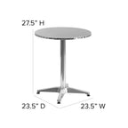 Table d'intérieur/extérieur à plateau lisse en aluminium rond de 27,5 po avec base