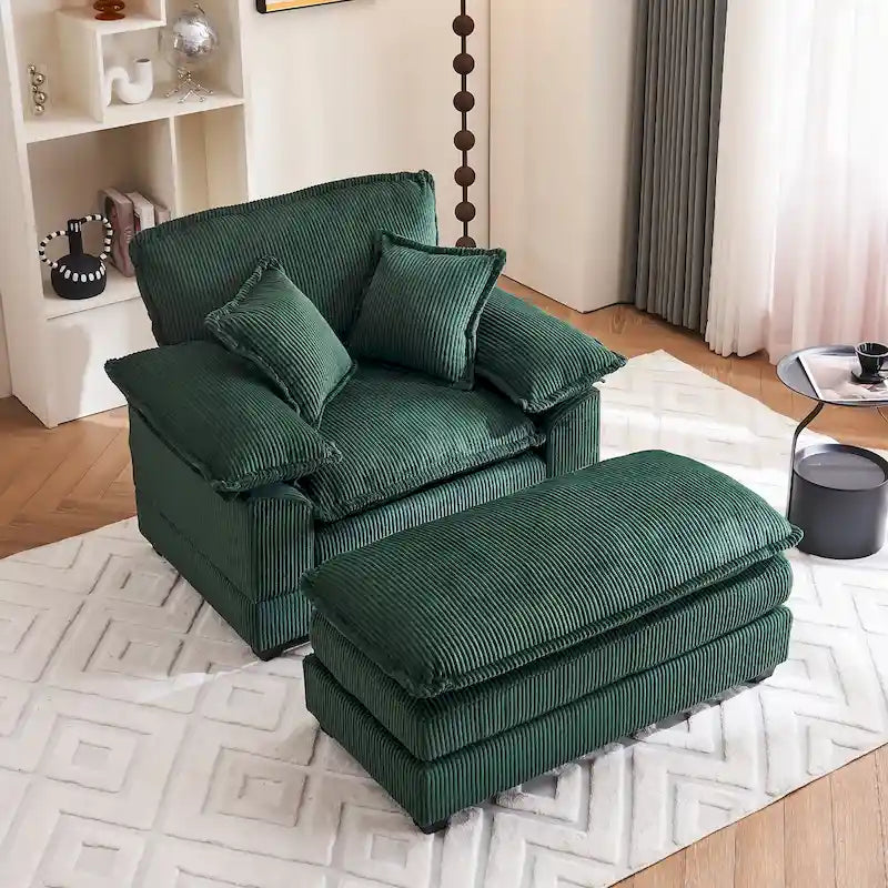 Fauteuil surdimensionné 56,9 W avec repose-pieds, fauteuil de lecture pour chambre à coucher, canapé-lit paresseux, canapé inclinable simple et moderne surdimensionné