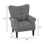 Fauteuil d'appoint moderne Erommy, fauteuil à dossier haut, canapé individuel en tissu capitonné avec pieds en bois pour salon