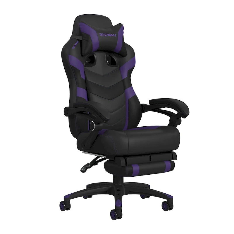 Chaise de jeu RESPAWN 110 Pro - Chaise de jeu avec repose-pieds, chaise de bureau ergonomique