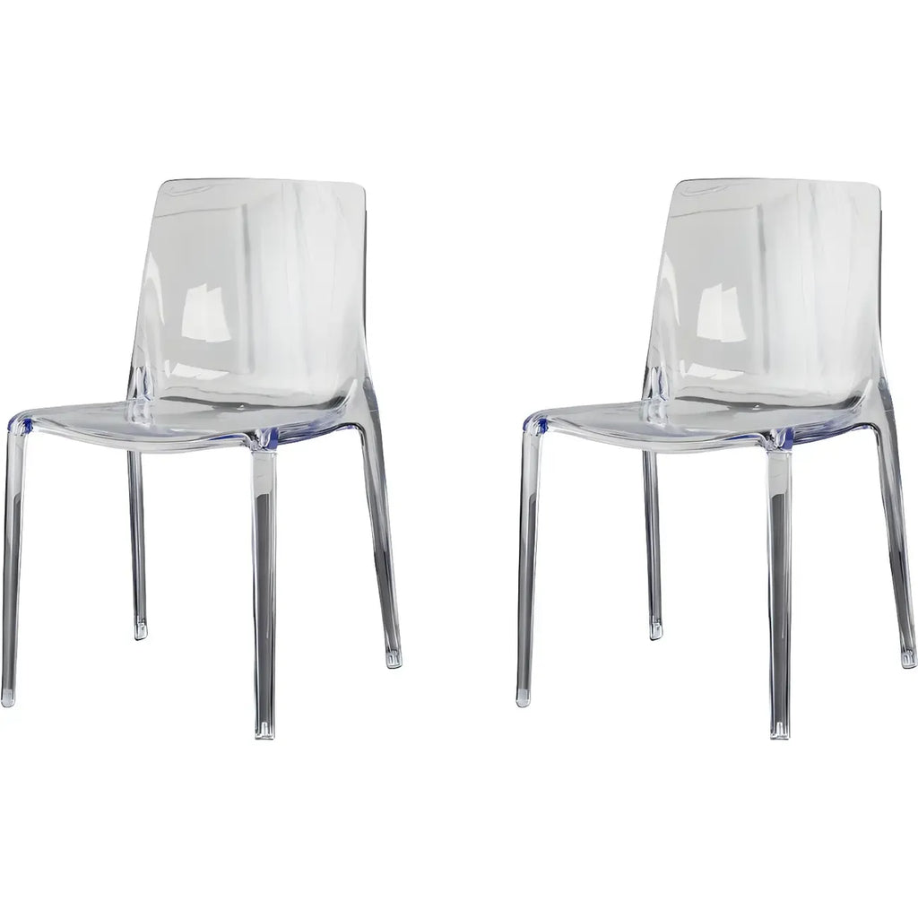 Chaise de salle à manger en acrylique ambré sans accoudoirs et à dossier bas