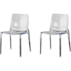 Chaise de salle à manger en acrylique ambré sans accoudoirs et à dossier bas