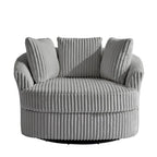Lot de 2 fauteuils pivotants ronds surdimensionnés en velours côtelé moelleux de 43 po avec oreillers