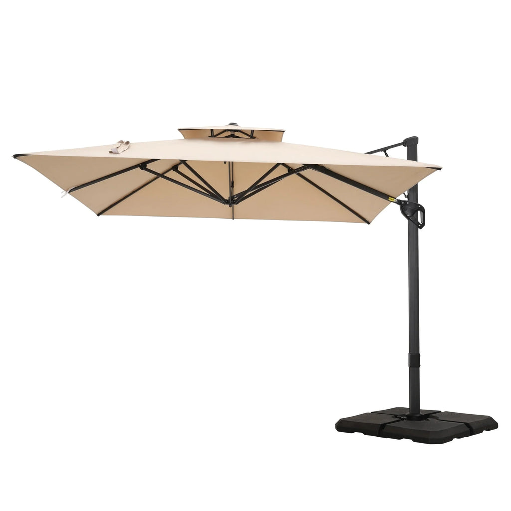 MAISON ARTS Parasol déporté hydraulique automatique 3,6 m Mât en aluminium Rotation à 360 degrés