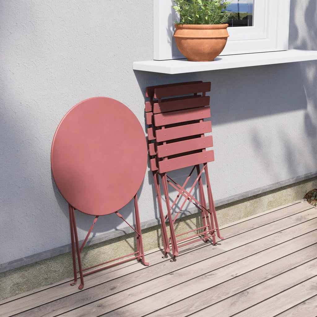 Ensemble bistro pliant 3 pièces en métal, ensemble de conversation intérieur/extérieur résistant aux intempéries pour patio, cour, jardin