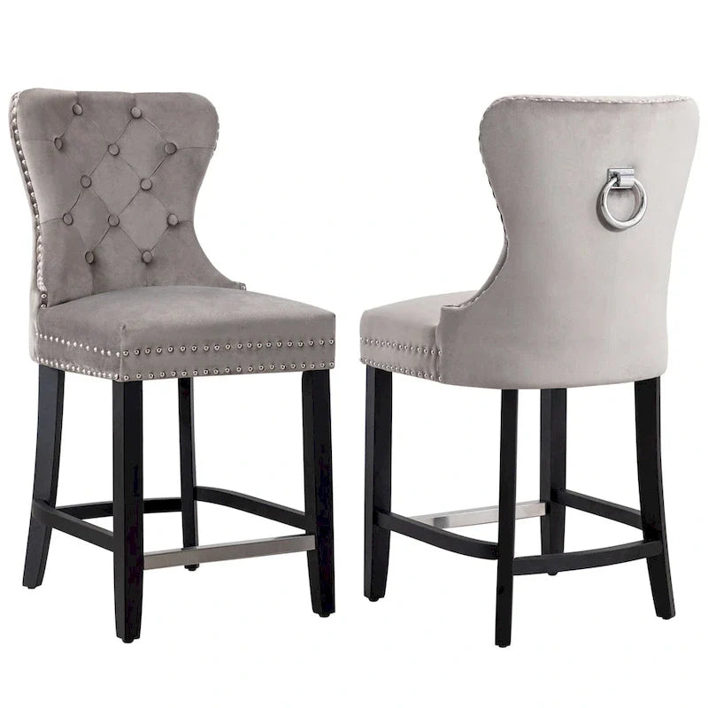 Tabouret de comptoir Carter 24 Wingback capitonné avec clous (lot de 2)