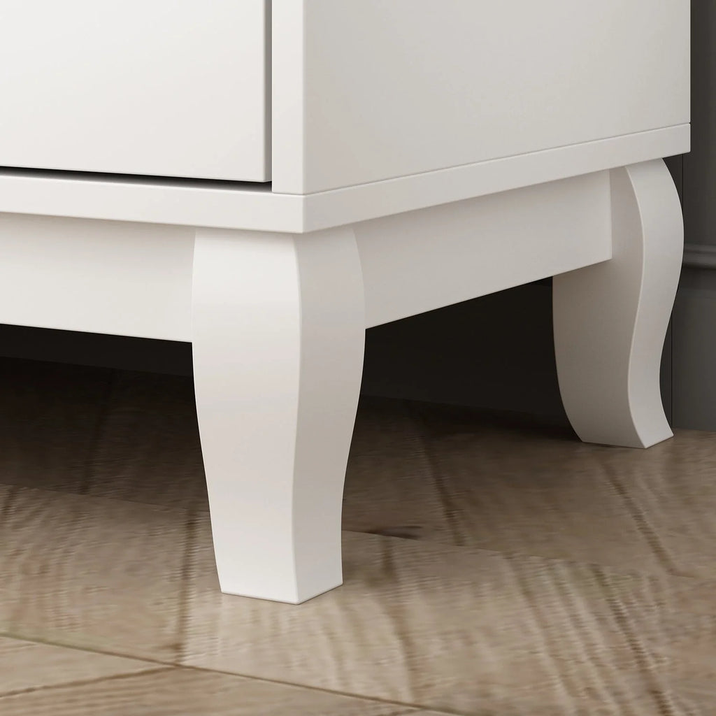 Commode double Timechee à 6 tiroirs, 120 cm de large, pieds en bois massif, finition laquée