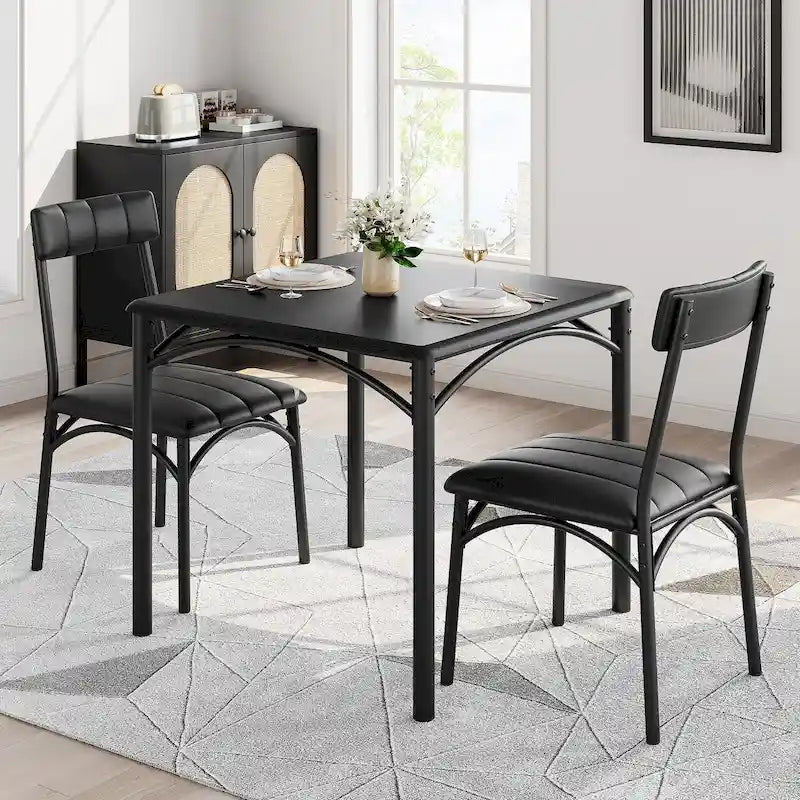 Ensemble table à manger et 2 chaises de cuisine rembourrées
