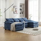 Canapé sectionnel Cloud pour salon, canapé moderne en chenille/bouclette en forme de U, canapé-lit modulaire confortable avec double méridienne