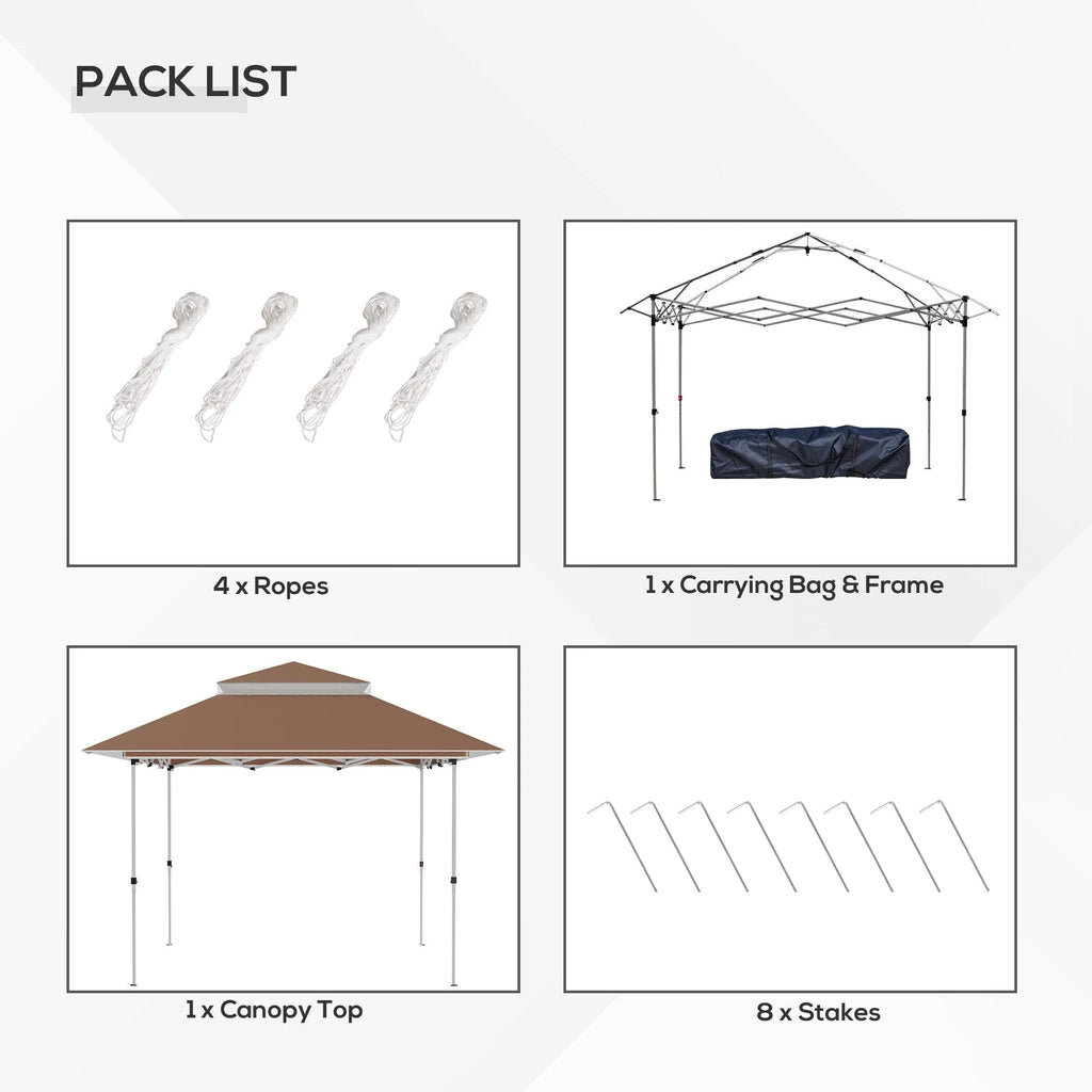 Outsunny Tonnelle Pop Up 3,6 x 3,6 m, Tente Pliante Instantanée avec Murs Latéraux en Maille Filet, Hauteur Réglable sur 3 Niveaux