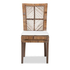 Chaise de salle à manger Laluna en rotin/acajou bohème moderne avec coussin