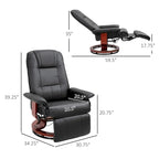Fauteuil de relaxation pivotant en cuir réglable avec repose-pieds et accoudoirs