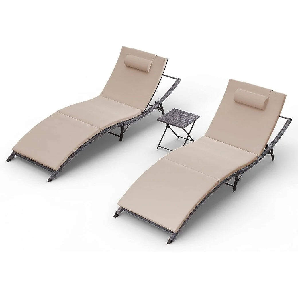 Kullavik – Ensemble de 3 chaises longues d'extérieur