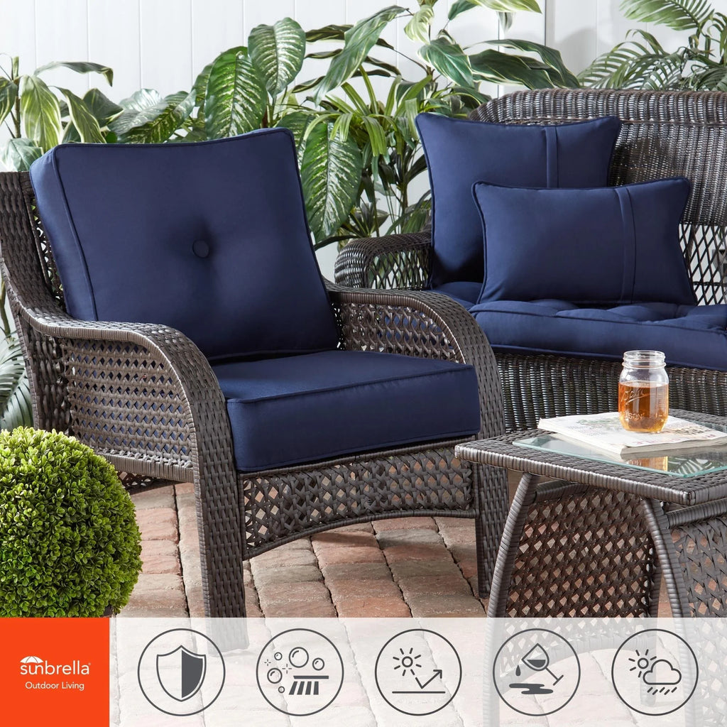 Ensemble de 2 coussins d'extérieur Sunbrella haut de gamme à assise profonde