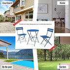 Ensemble bistro pliant 3 pièces en métal, ensemble de conversation intérieur/extérieur résistant aux intempéries pour patio, cour, jardin