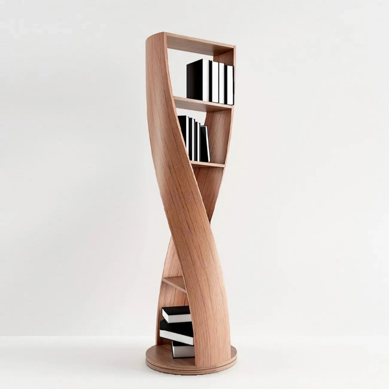 Bibliothèque verticale contemporaine en bois 5 niveaux Hourglass
