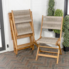 Ensemble de bistro d'extérieur pliant 3 pièces Cadiz Modern Coastal en bois d'acacia, par JONATHAN Y