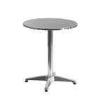 Table d'intérieur/extérieur à plateau lisse en aluminium rond de 27,5 po avec base