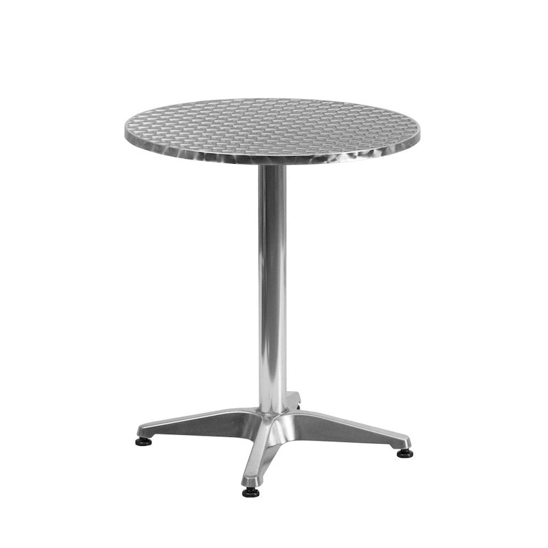 Table d'intérieur/extérieur à plateau lisse en aluminium rond de 27,5 po avec base