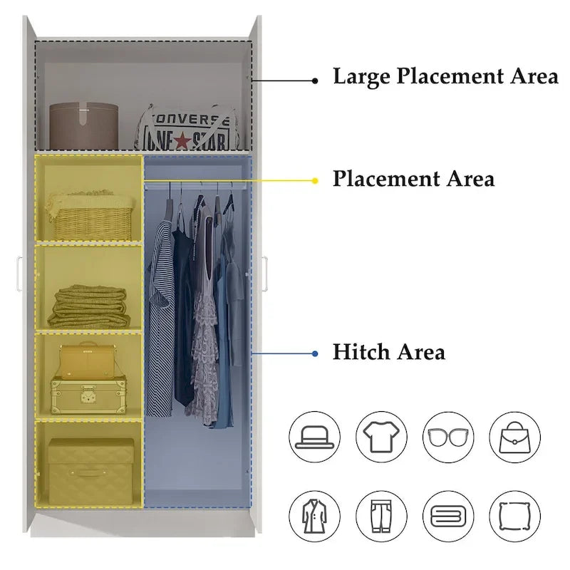 Armoire à 5 niveaux avec 2 portes