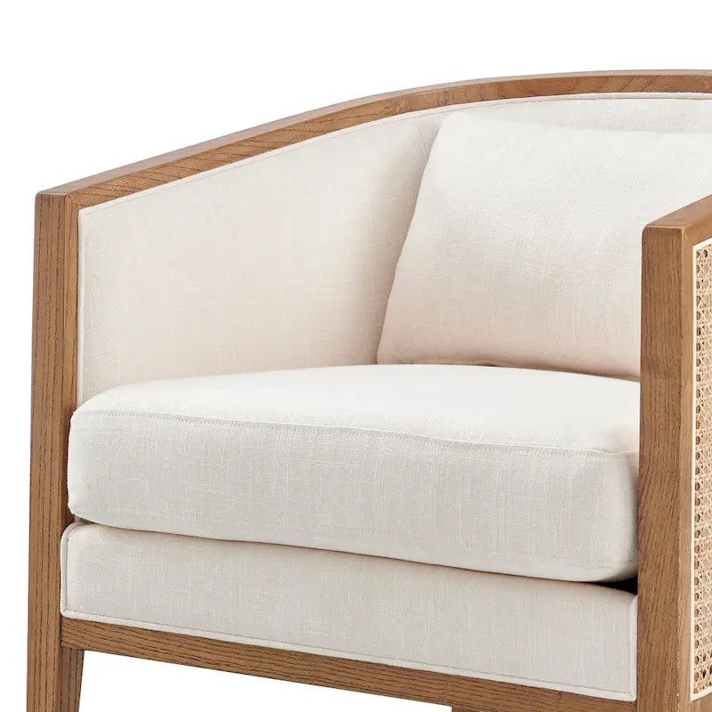 Fauteuil d'appoint en lin Tillman avec rotin