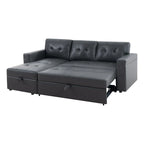 Canapé d'angle réversible convertible avec lit gigogne, méridienne avec rangement dissimulé et pieds durables